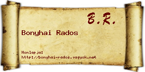 Bonyhai Rados névjegykártya